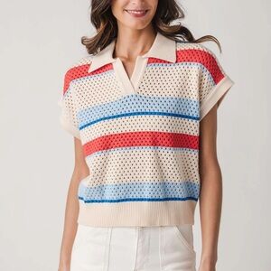 THML Striped Knit Polo Shirt